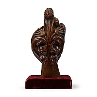 Medieval Wooden Bench Finial in the Form of an Elephant and Castle