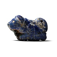 Bactrian Lapis Lazuli Recumbent Bull with Inlaid Eyes