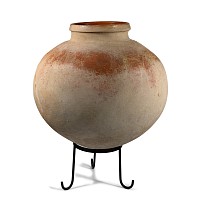 Large Indian Earthenware Vessel with Elephant Impressions