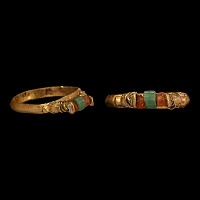 Roman Gold Ring with Dolphins Supporting Beads