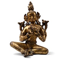 Sino Tibetan or Nepalese Gilt Bronze Seated Arya Tara Figure