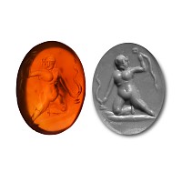 Roman Carnelian Gemstone of the Young God Hercules Fighting Snakes