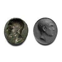 Engraved Bronze Seal of a Republican Period Male Portrait