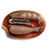 Roman Sardonyx Cameo of Fish and Shrimp