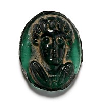 Post-Classical Green Glass Cameo of Man