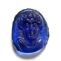 Post-Classical Blue Glass Cameo of a Man