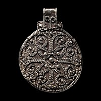 Viking Age Silver Filigree Pendant with Scroll Cross