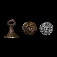 Medieval Bronze Seal Matrix with Fleur-de-Lys