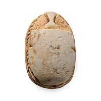 Egyptian White Stone Scarab with Hieroglyphs