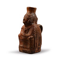 Roman Terracotta Jug of a Woman Holding a Flask