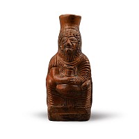 Roman Terracotta Jug of a Woman Holding a Flask