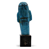 Egyptian Deep Blue Faience Shabti with Hieroglyphic Inscription