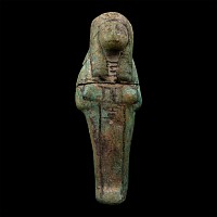 Egyptian Turquoise Blue Faience Shabti with Hieroglyphic Inscription