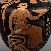 Greek Terracotta Red-Figure Hydria Depicting Offering Scene
