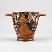 Large Greek Red-Figure Skyphos with Lady of Fashion