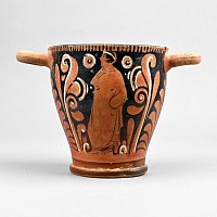 Large Greek Red-Figure Skyphos with Lady of Fashion