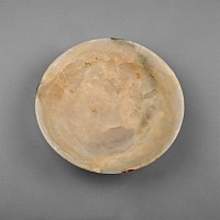 Large Bactrian Alabaster Bowl with Bronze-Encrusted Base