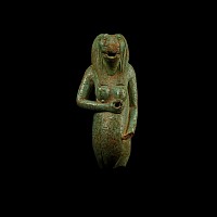 Large Egyptian Blue Faience Taweret Vessel