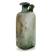 Large Gallo-Roman Mould-Blown Green Glass Flask