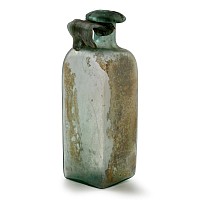 Large Gallo-Roman Mould-Blown Green Glass Flask