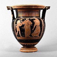 Greek Red-Figure Column Krater with Bull and Rider