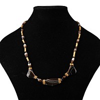 Babylonian Agate Bead Necklace with Gold Beads