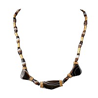 Babylonian Agate Bead Necklace with Gold Beads