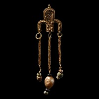 Byzantine Gold Filigree Pendant with Pearl Bead Drops