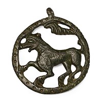 Medieval Knight's Bronze Openwork Heraldic Horse Harness Pendant