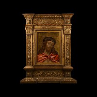 Large Veneto-Cretan Icon of 'Ecce Homo' in Gilt Wooden Frame