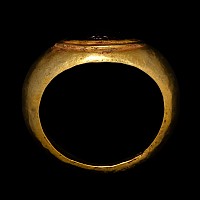 Roman Gold and Garnet Gemstone Ring with Bird