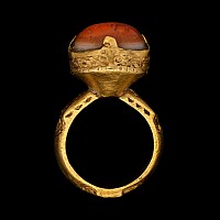Western Asiatic Gold Ring with Inscribed Sardonyx Gemstone