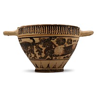 Greek White-Ground Kotyle with Panther, Goat and Swan