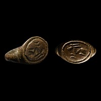 Eastern Roman Bronze Ring with Ibex