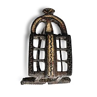 Roman Enamelled Bronze Openwork 'Camp Gate' Plate Brooch