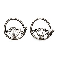 Indian Silver 'Peacock's Tail' Earring Pair