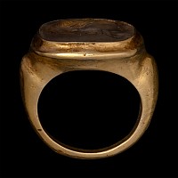 Eastern Roman Gold Ring with Rock Crystal Gemstone of Asclepius the God of Medicine