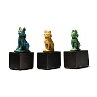 Egyptian Faience Bastet Cat Amulet Collection