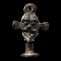 Mesopotamian Silver Stamp Seal with Janiform Head of the God Pazuzu