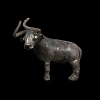 Early Proto-Elamite Silver Horned Bull Pendant