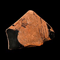 Greek Attic Red-Figure Fragment Depicting a Nude Hero