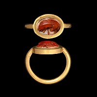 Roman Gold Ring with Reclining Dog Cameo