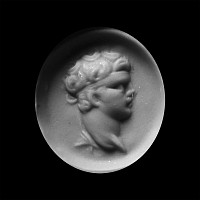 Roman Nicolo Gemstone of the Bust of an Ephebos in Grand Tour Gold Ring