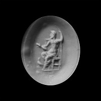 Roman Nicolo Gemstone with Seated Jupiter with Eagle in Gold Ring