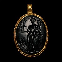 Roman Style Gold Pendant with Nude Female