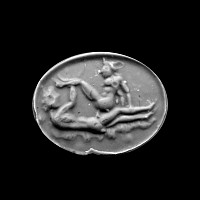 Post-Classical Gem with Erotic Scene in Gold Mount