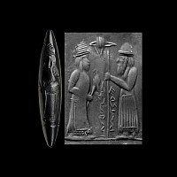 Western Asiatic Style Haematite Bead with Figures and Inscription