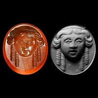 Neoclassical Agate Gemstone with Theatrical Mask