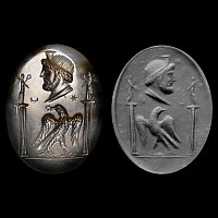 Large Post-Classical Agate Gemstone with Zeus Serapis Allegory