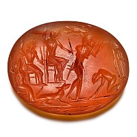 Large Roman Carnelian Gemstone with Ritual Scene